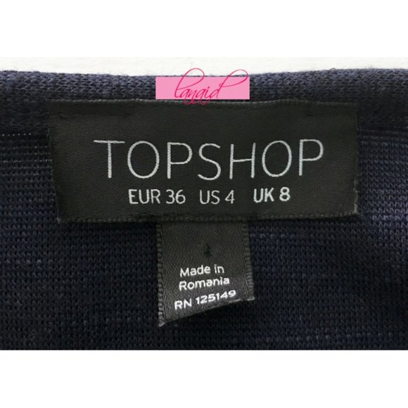 Topshop Belted Wrap Mini Dress Navy V-Neck Surplice Criss-Cross Crisscross Belt - Picture 9 of 12